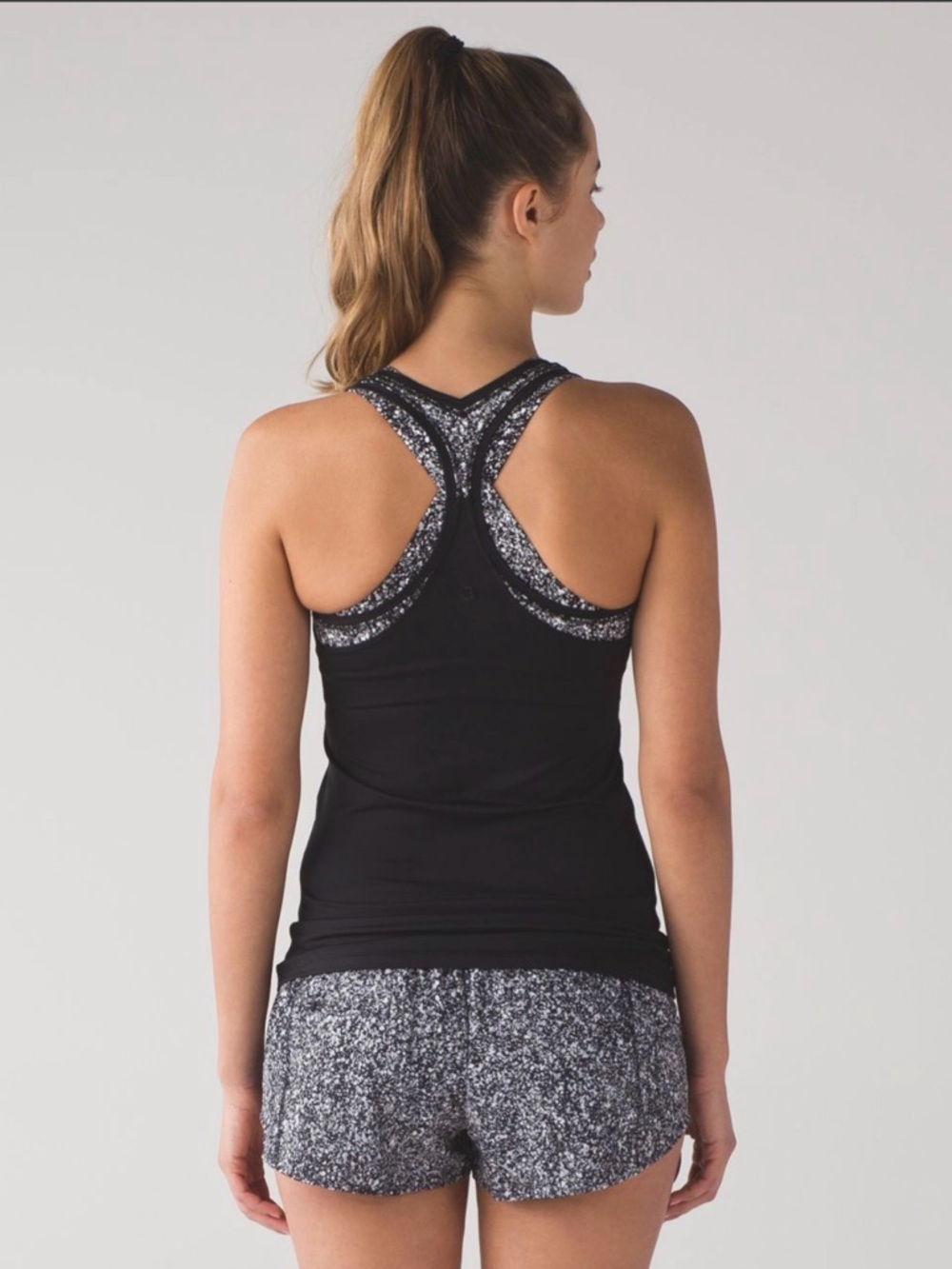 Lululemon Black Racerback Tank with Sparkle Reflective Trim